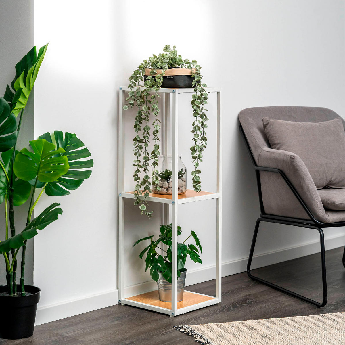 STANDREGAL, Metall, weiß - Weiß, Metall (30/89/30cm) - eluno