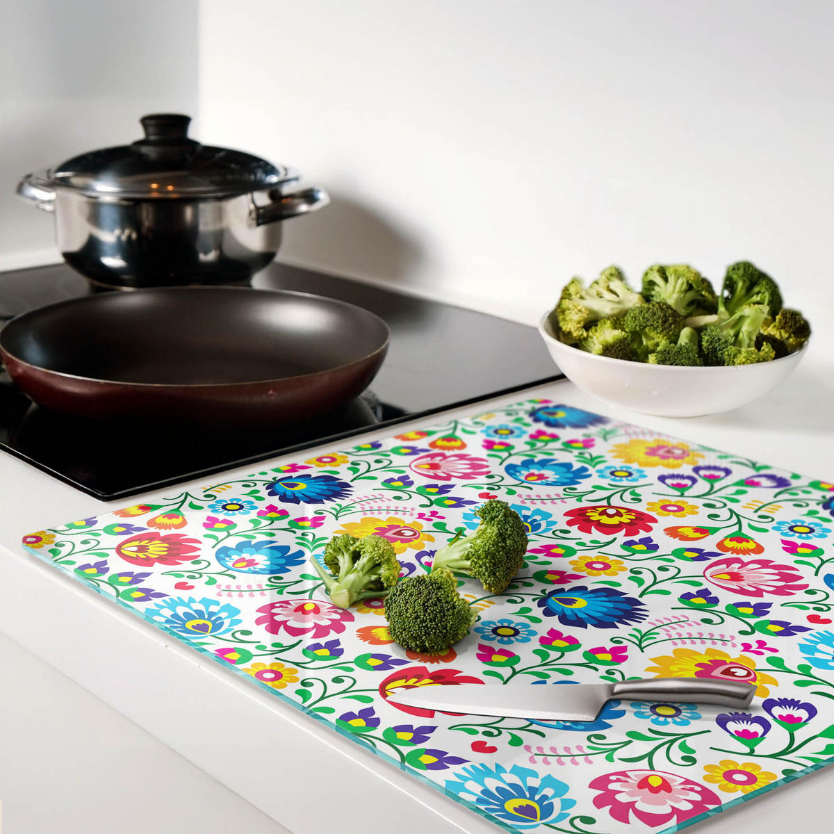 GLASPLATTE 60x52 cm Ethnisches Muster - Multicolor, Glas (60/0.4/52cm) - TULUP