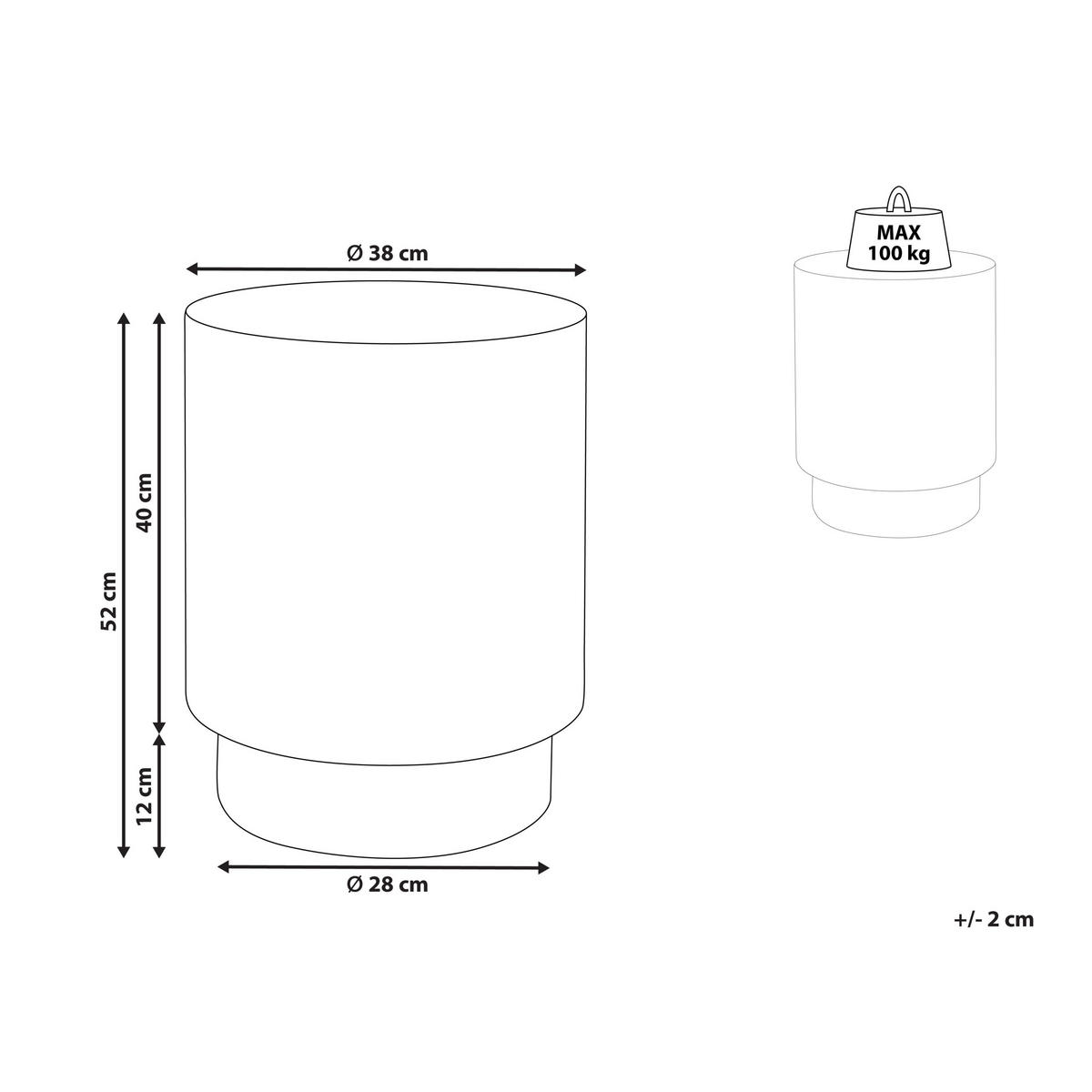BEISTELLTISCH Beton schwarz rund 35 cm Biccari - Schwarz, Stein (35/35/45cm) - Beliani