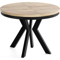 ESSTISCH Savio Neo rund ausziehbar verlängerbar, Eiche Sonoma Hellbraun 90-190/90/77 cm - Schwarz/Sonoma Eiche, Holz/Holzwerkstoff (90/90/77cm) - WFL GROUP