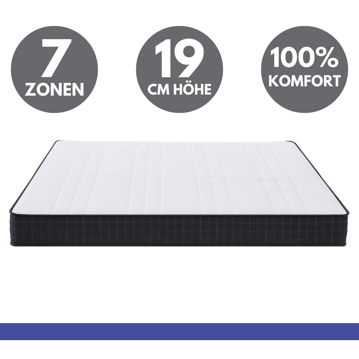 TASCHENFEDERKERNMATRATZE LARA Höhe 19cm 90x200cm - Grau, Textil/Metall (90/200cm) - Arensberger