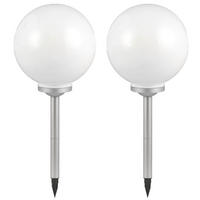 LED AUSSENLEUCHTE Solarkugel Weiß Silber 2er Set - Weiß, Kunststoff (30/62/30cm)