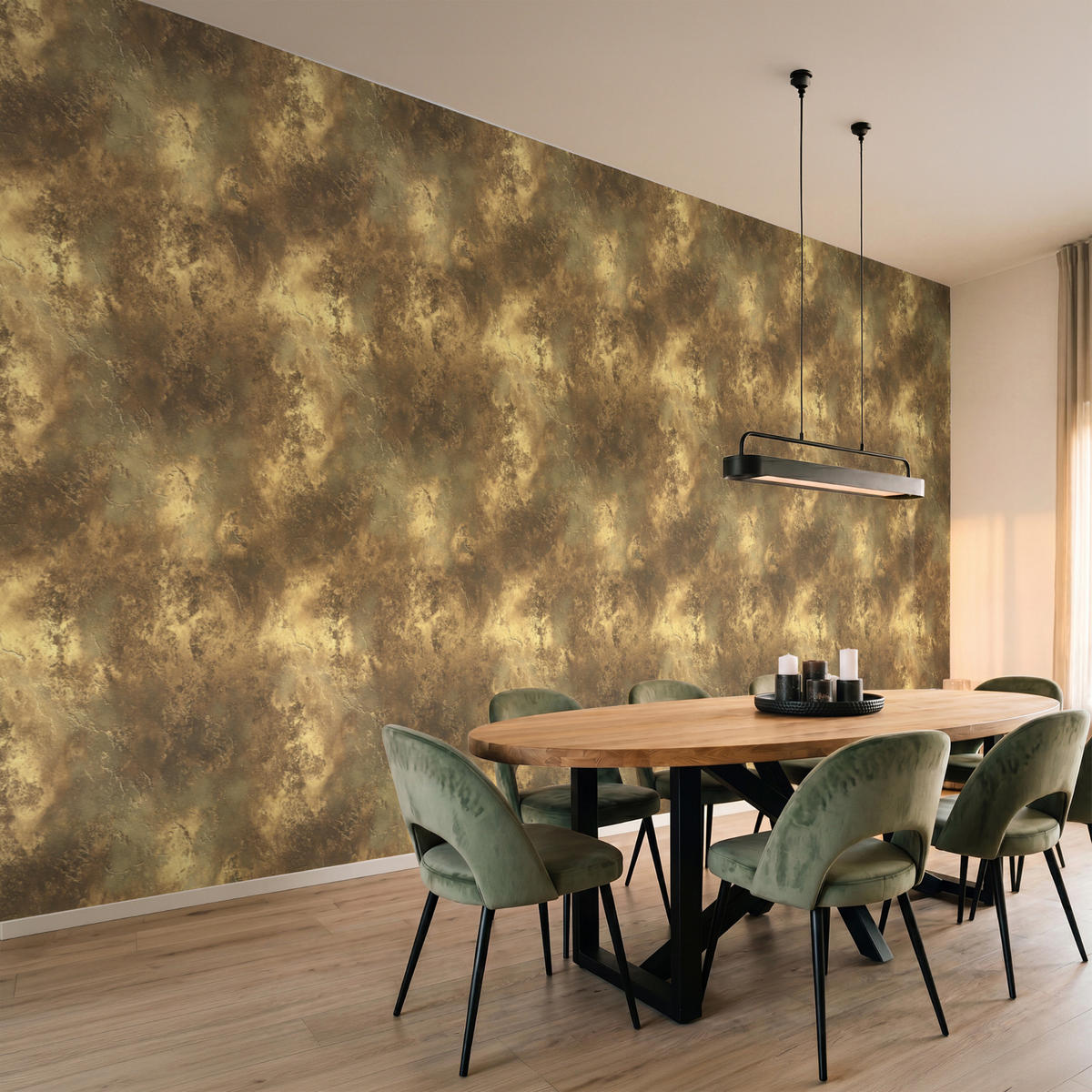 TAPETE - Antik - Metallic-Look - Gold - 450x200 cm - Messingfarben, Papier (450/200cm) - OnlyWow