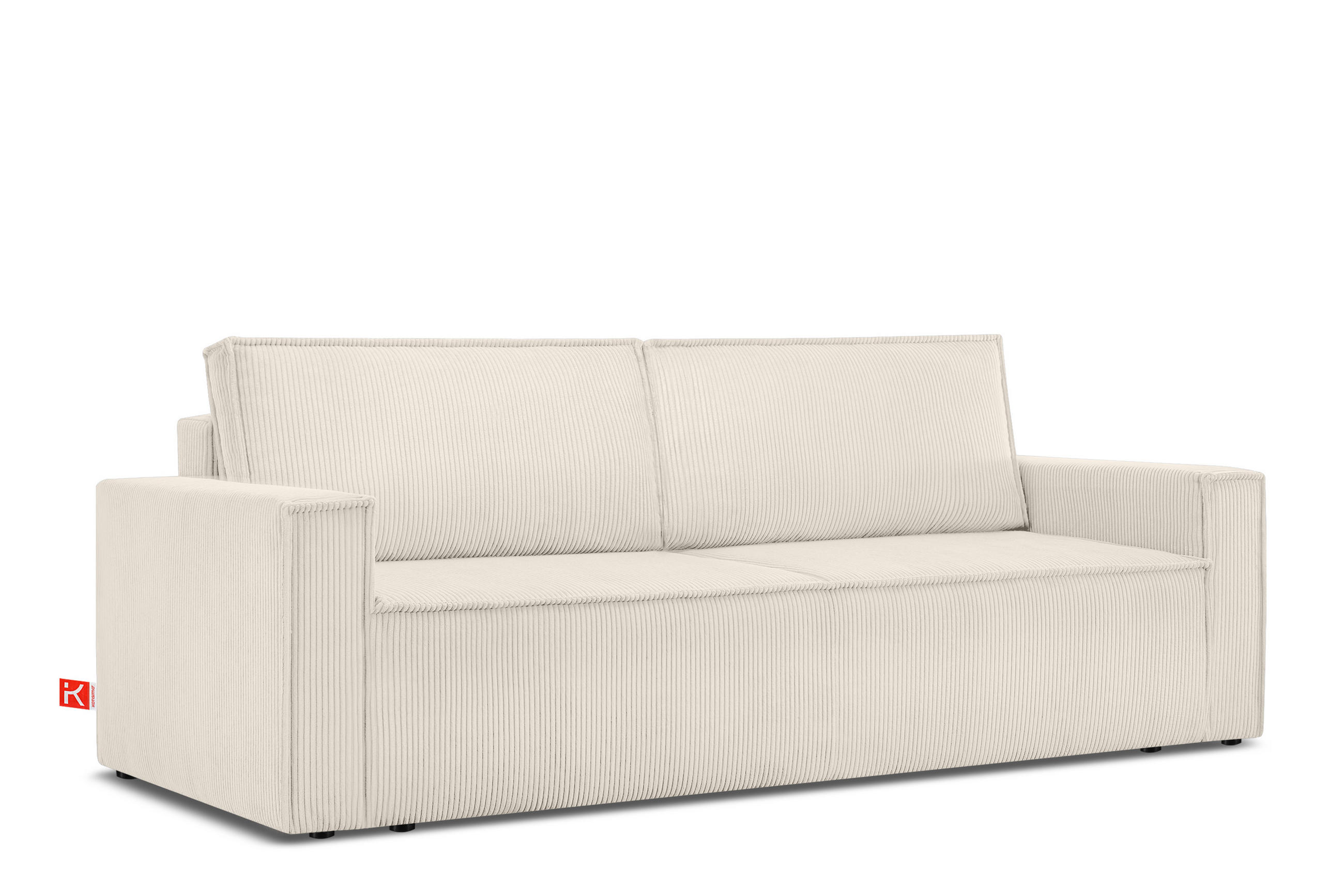 SCHLAFSOFA NAPI in Pet Friendly Cord-Stoff, ecru - Ecru/Schwarz, Textil (228/89/101cm) - KONSIMO®