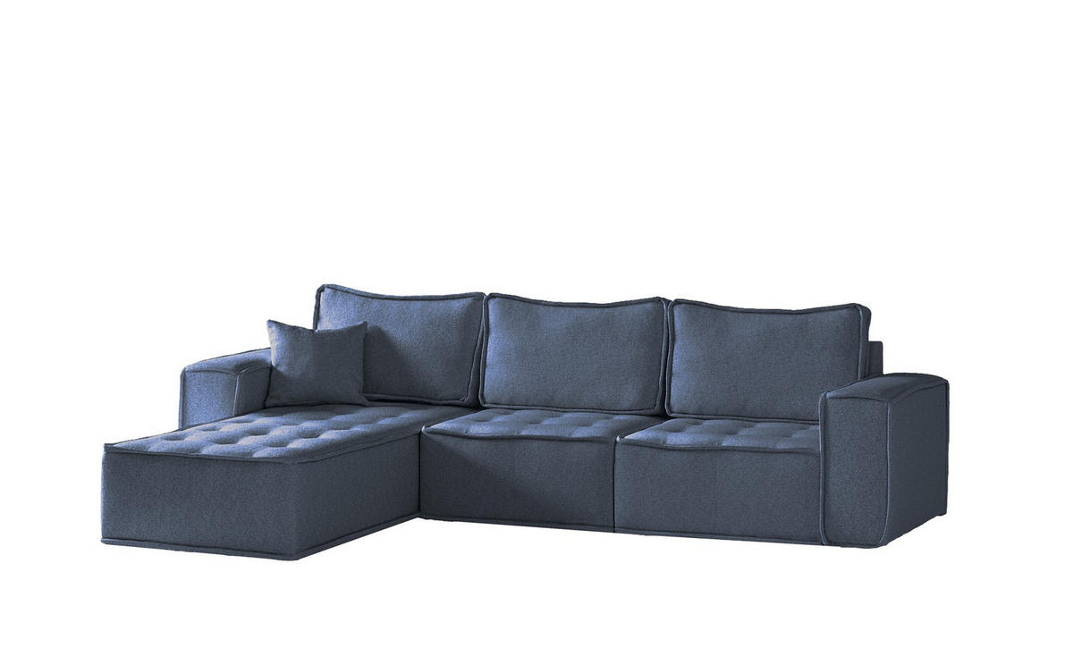 ECKSOFA Sande In Raven - Blau, Holzwerkstoff/Textil (292/192cm) - Fun Möbel