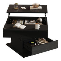 COUCHTISCH 70/70 cm Schwarz mit hochklappbarer Tischplatte, 1 Schublade und Drehfunktion - Schwarz, Holzwerkstoff (70/70/45cm) - OKWISH