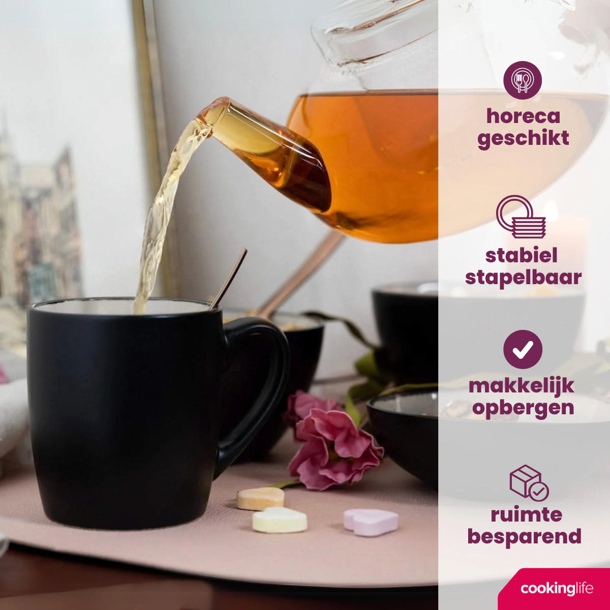 TASSE Becher Kos - 350 ml - 6 Stück - Grau, Keramik (0.35L) - Cookinglife