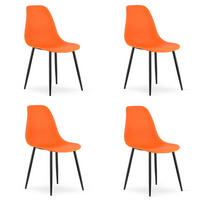 ESSZIMMERSTUHL 4-er Set KALEO orangefarbener Sitz, schwarze Beine - Schwarz/Orange, Kunststoff (46/84/51cm) - Valora