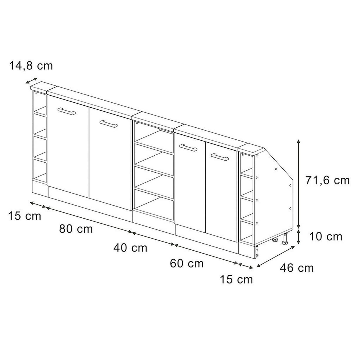 DACHSCHRÄGENSCHRANK-SET Rion Goldkraft Eiche 5er Set - Honigeiche, Holzwerkstoff (210/81.6/46cm) - Vicco
