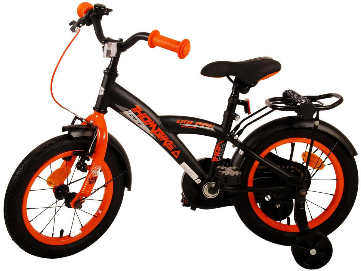 KINDERFAHRRAD Thornbike - Jungen - 14 Zoll - Rücktritt + Handbremse - Schwarz/Orange - Schwarz/Orange, Metall (46cm) - TPFSports