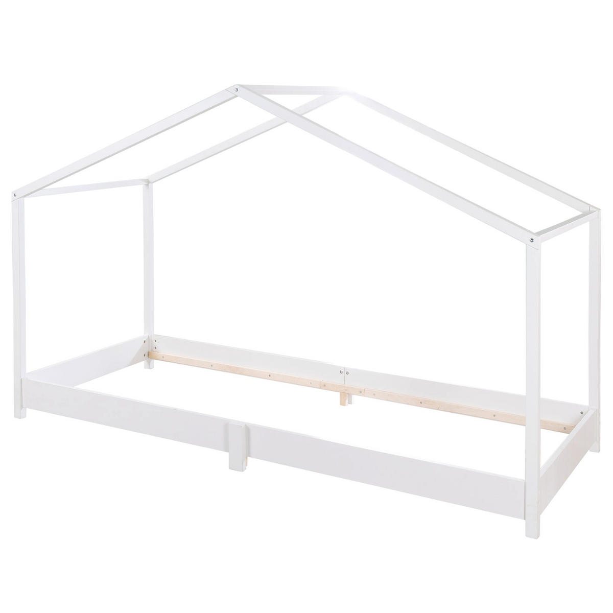 HAUSBETT 90 x 200 cm Bodentief inkl. Latterost weiß - Weiß, Holzwerkstoff (90/200cm) - Roba