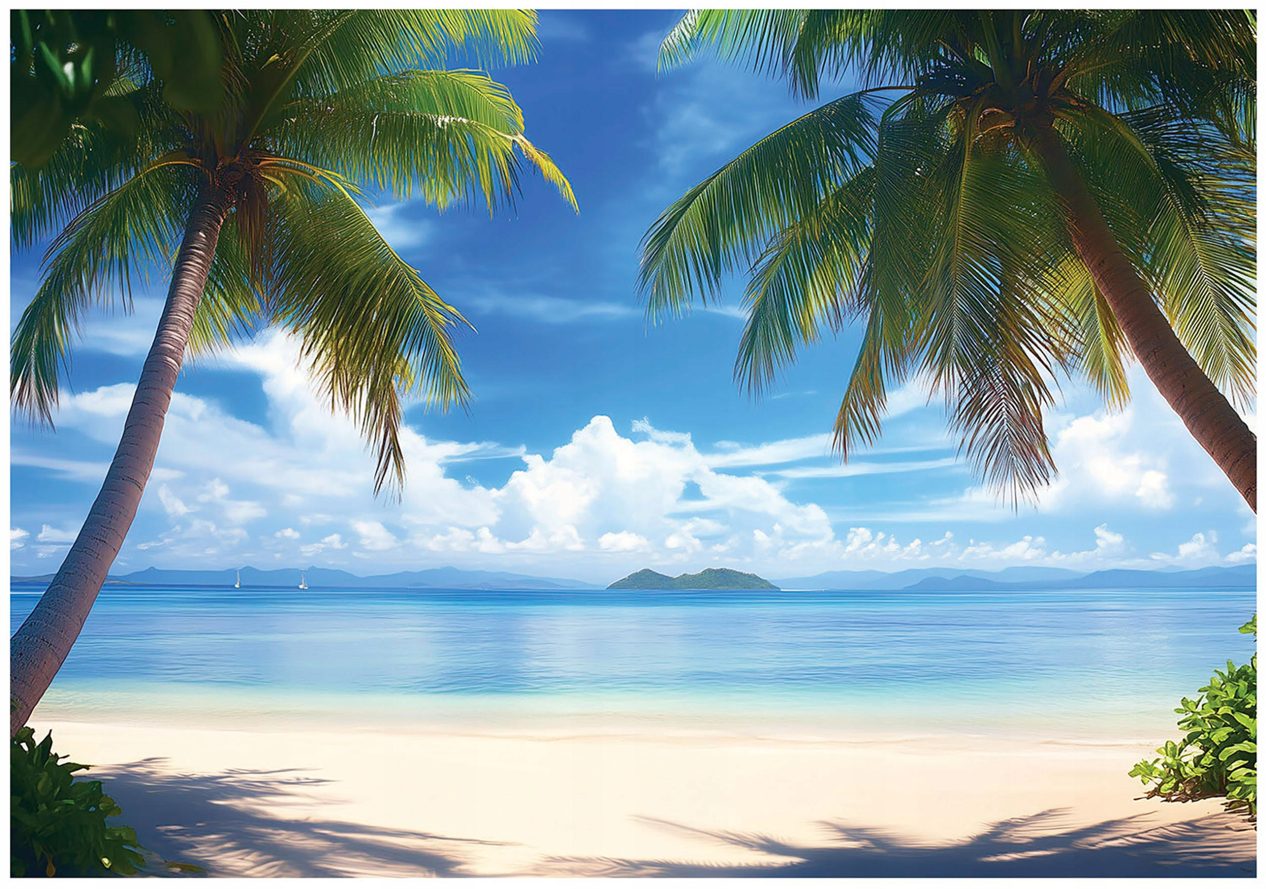 FOTOTAPETE 3D Effekt Strand Meer Palmen Hawaii 350x250 - Multicolor, Papier (350/250cm) - Wallarena