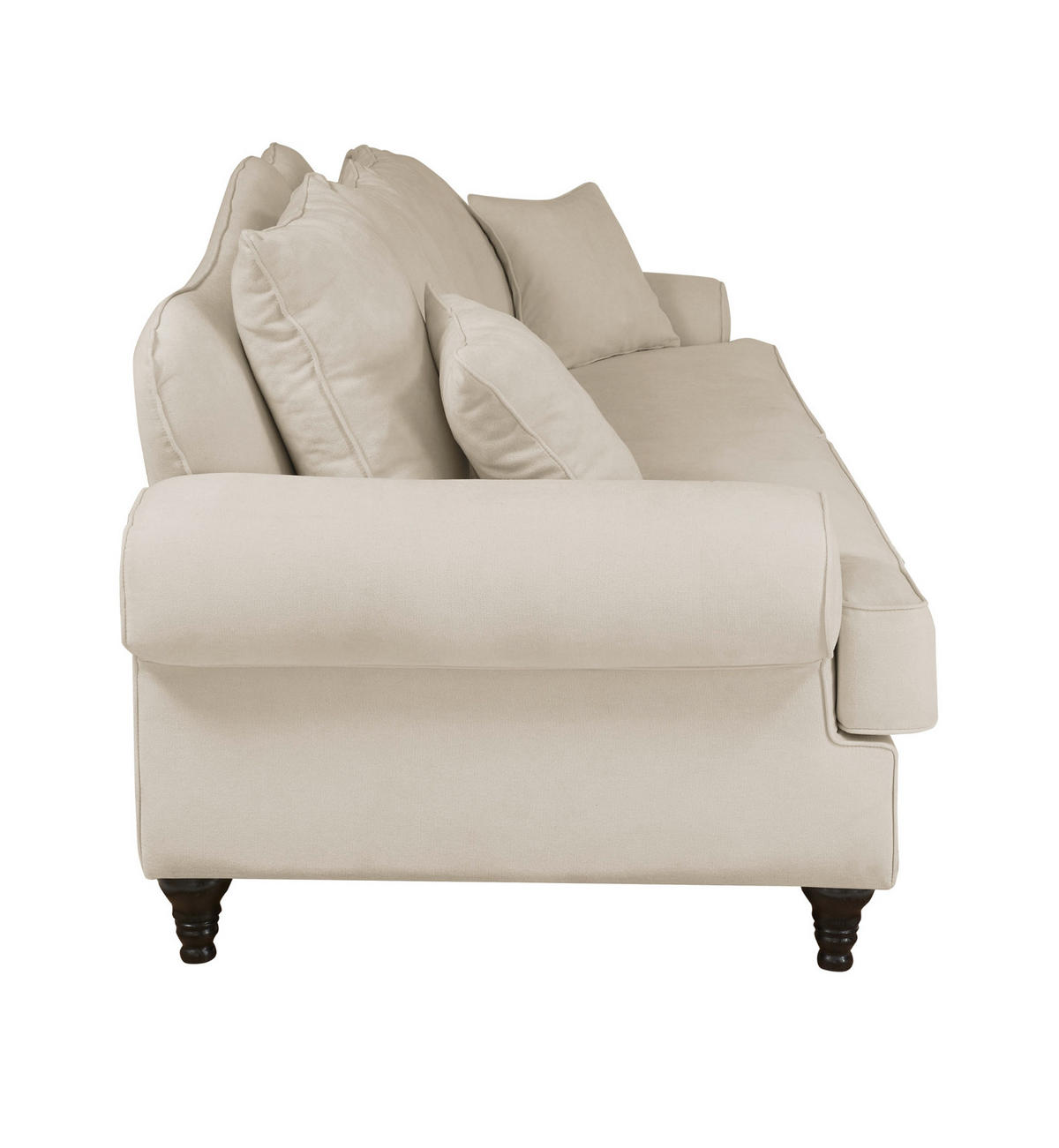 SOFA beige Landhaus, Couch 3,5-Sitzer 230 cm - Beige, Holz/Textil (230/95/100cm) - Furn.Design