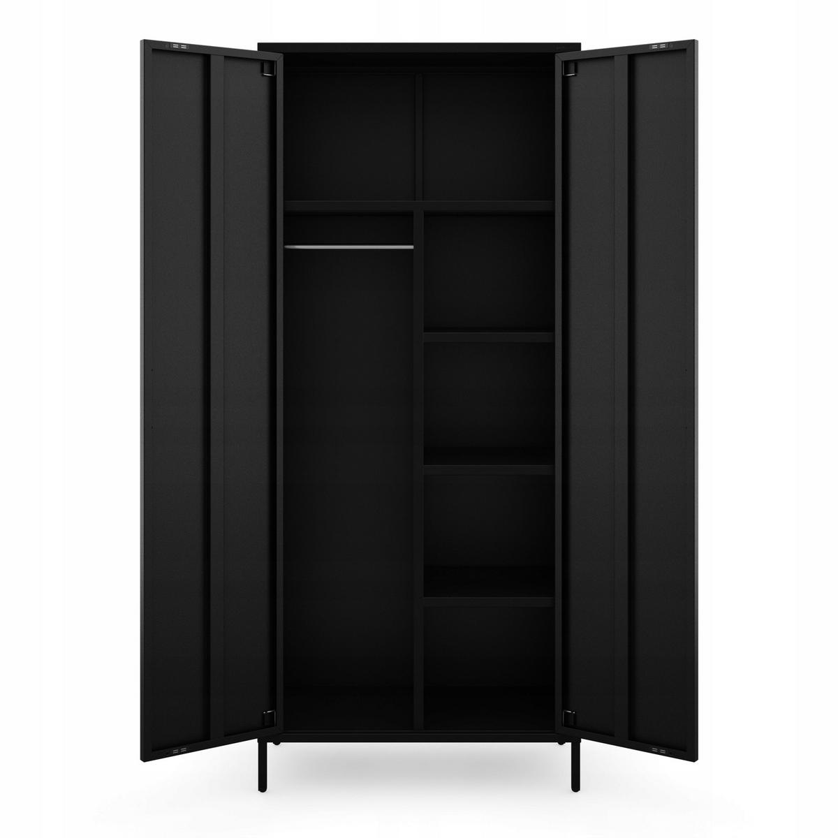 KLEIDERSCHRANK FLAVIO - Schwarz, Metall (80/185/45cm) - Jan Nowak
