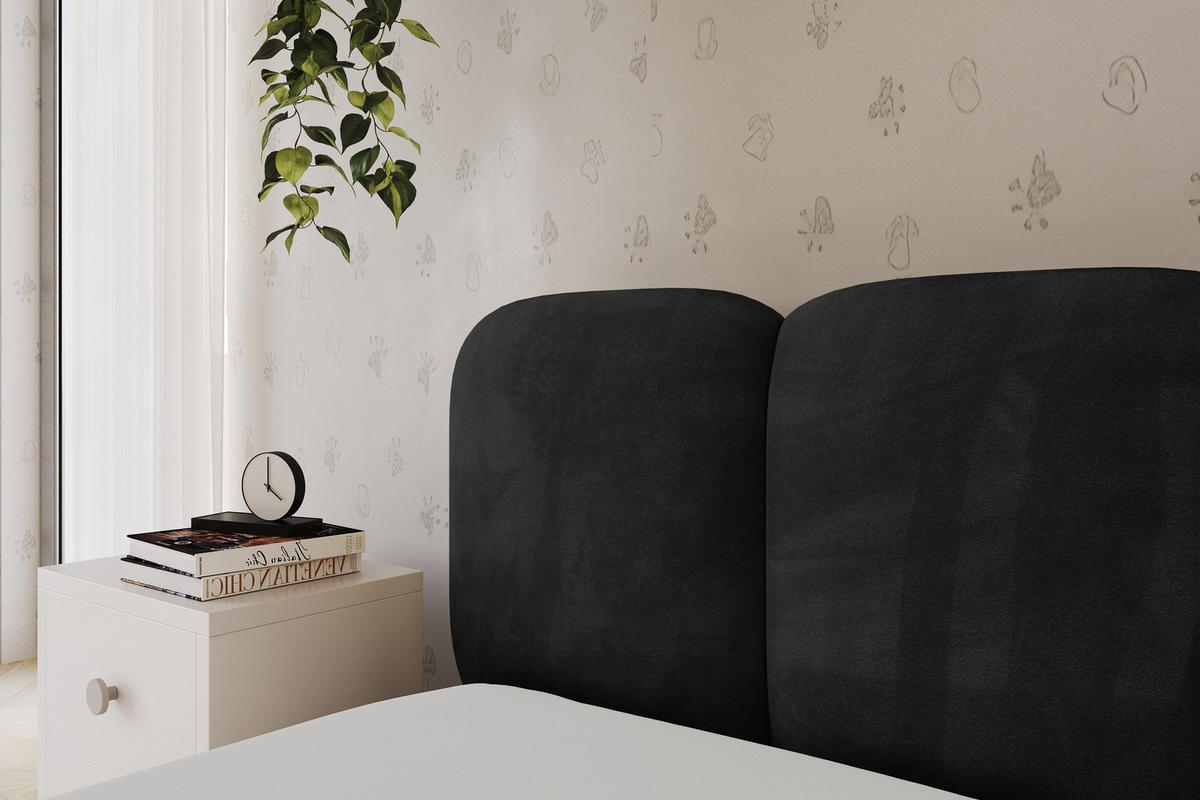 EINZELLBETT Jugendbett mit Bettkasten, Rechts - AVRY 100x200 Schwarz - Anthrazit/Schwarz, Holzwerkstoff/Textil (100/200cm) - ALTDECOR