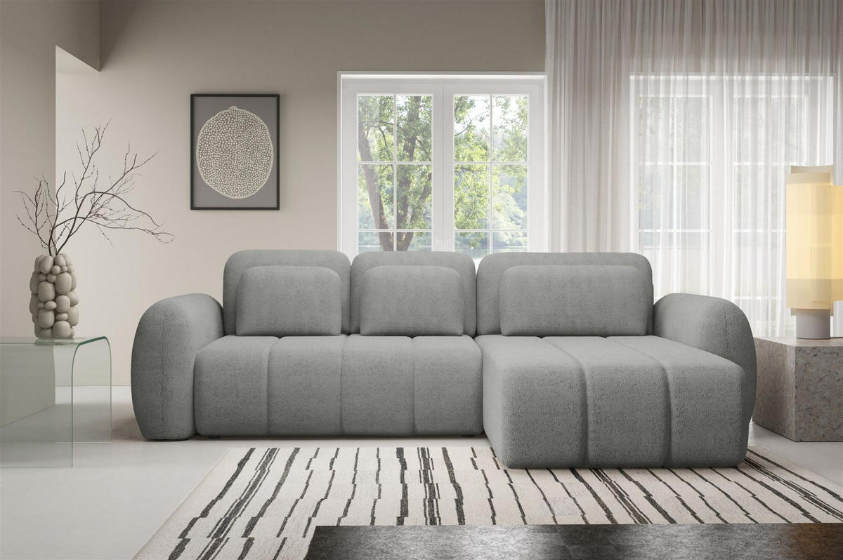 ECKSOFA Caria Mit Schlaffunktion - Grau, Holzwerkstoff/Textil (304/190cm) - Fun Möbel