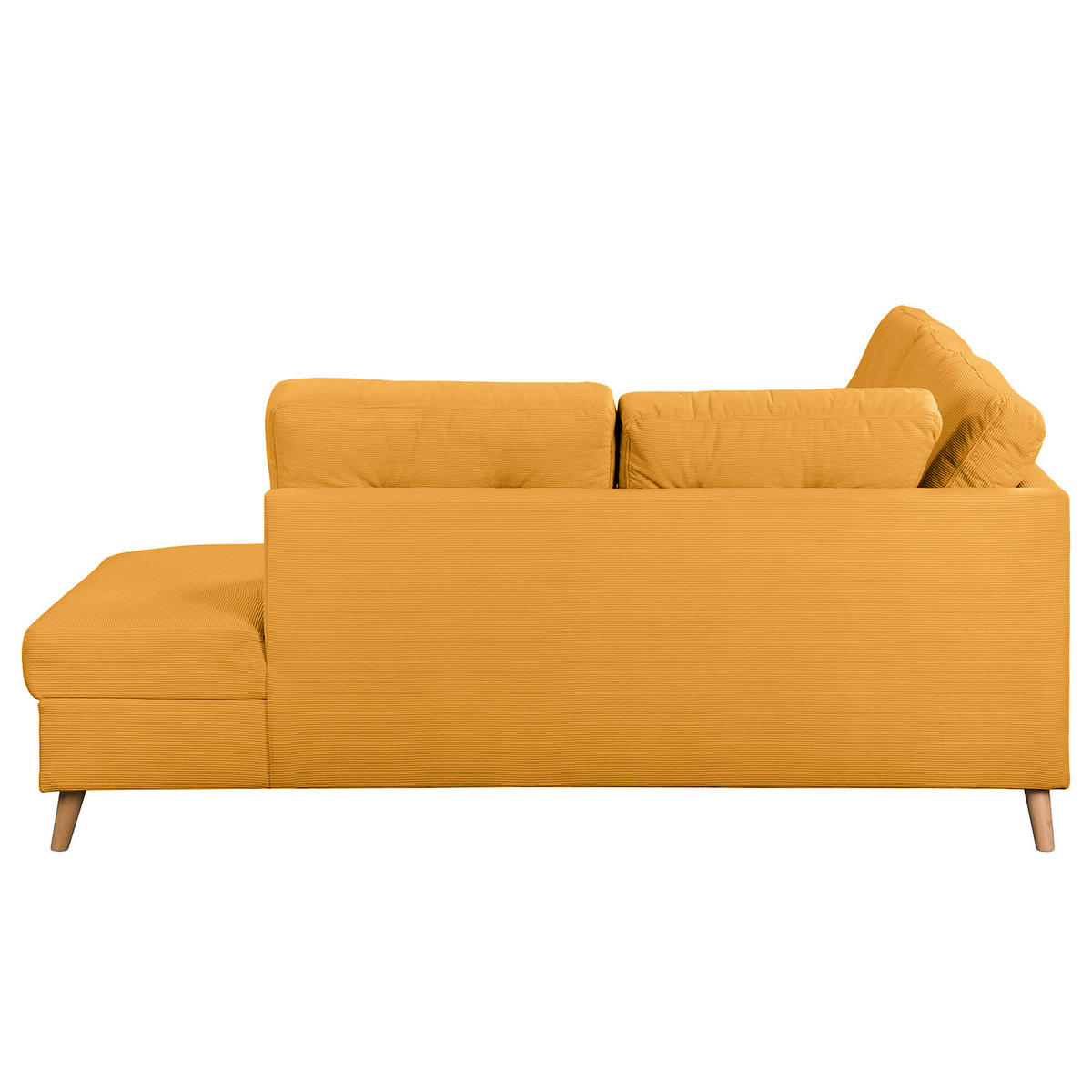 ECKSOFA mit Ottomane - Gelb/Braun, Holz/Textil (230/200cm) - home24