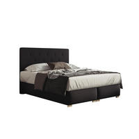 BOXBETT LUPIN, 200 x 200 cm, Double Bed für Schlafzimmer, Elegant Matratze und Bettkasten, Schwarz - Schwarz, Holz/Textil (200/200cm) - Trada