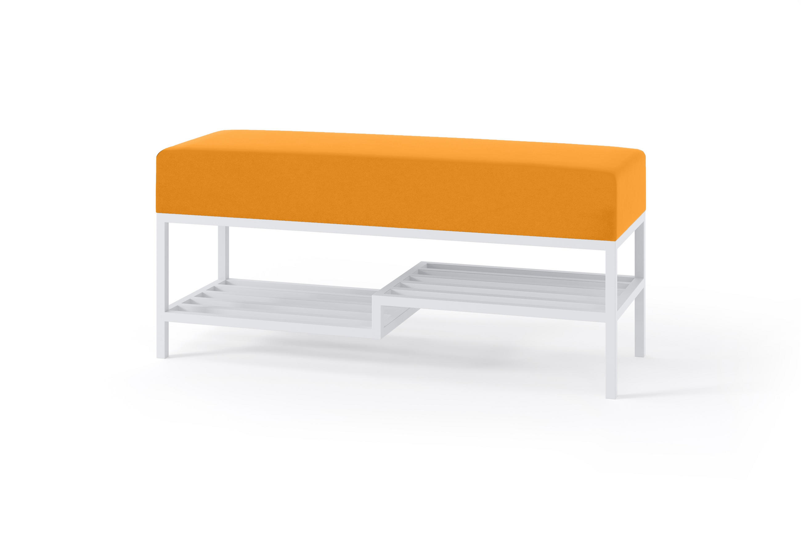 POLSTERBANK MELLO 100 Honig, Weißes Metallgestell - Weiß/Honig, Textil/Metall (100/45/35cm) - Bettso