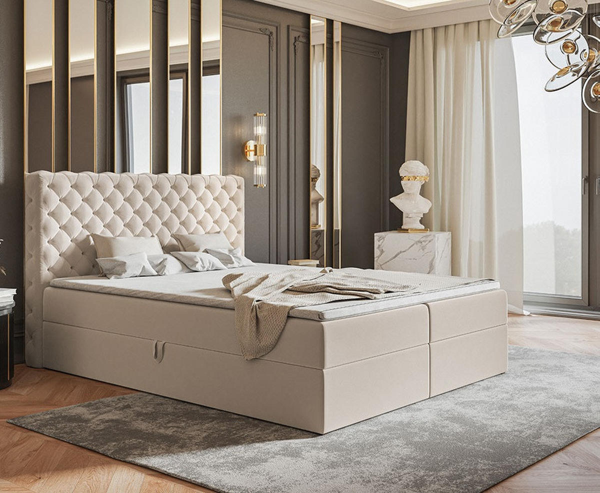 BETT Beige FOX 8 Kontinentalbett 180x200 cm - Beige, Holzwerkstoff (180/200cm) - Sepro Meble