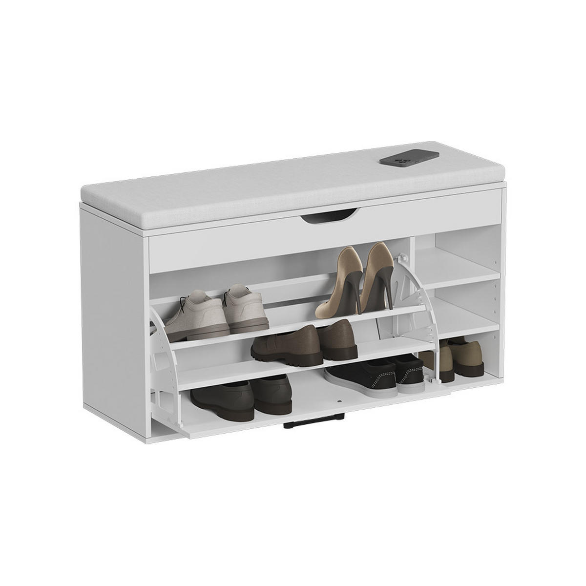 BOTNÍK S LAVICÍ Solino Bílá - bílá, kompozitní dřevo (90/50/30cm) - Vicco