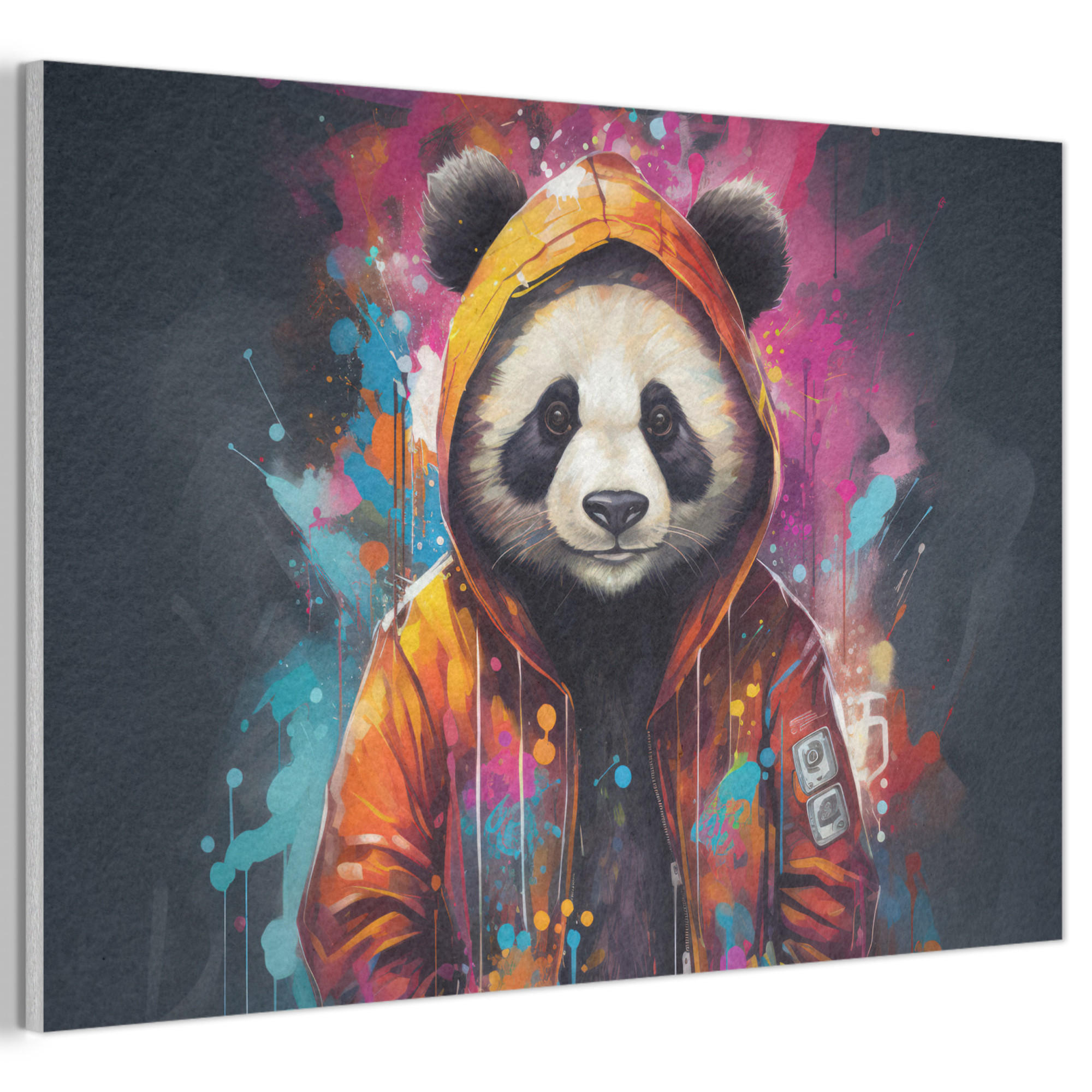 AKUSTIKBILD Panda - Jacke - Graffiti - Orange Akustikpaneele 90x60 cm - Orange, Kunststoff (90/60/0.9cm) - MuchoWow