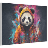 AKUSTIKBILD Panda - Jacke - Graffiti - Orange Akustikpaneele 90x60 cm - Orange, Kunststoff (90/60/0.9cm) - MuchoWow