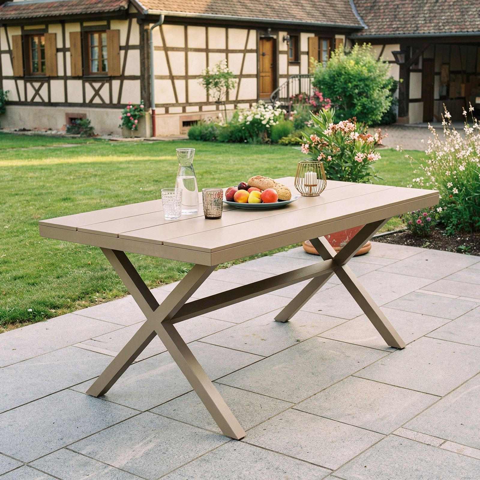 GARTENTISCH ISOLA - Hellbraun, Metall (89/150/76cm) - IDIMEX