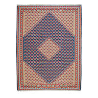 HANDWEBTEPPICH Kelim Senneh Blau 198/151 cm Schurwolle - Blau, Textil (151/198cm) - Looma