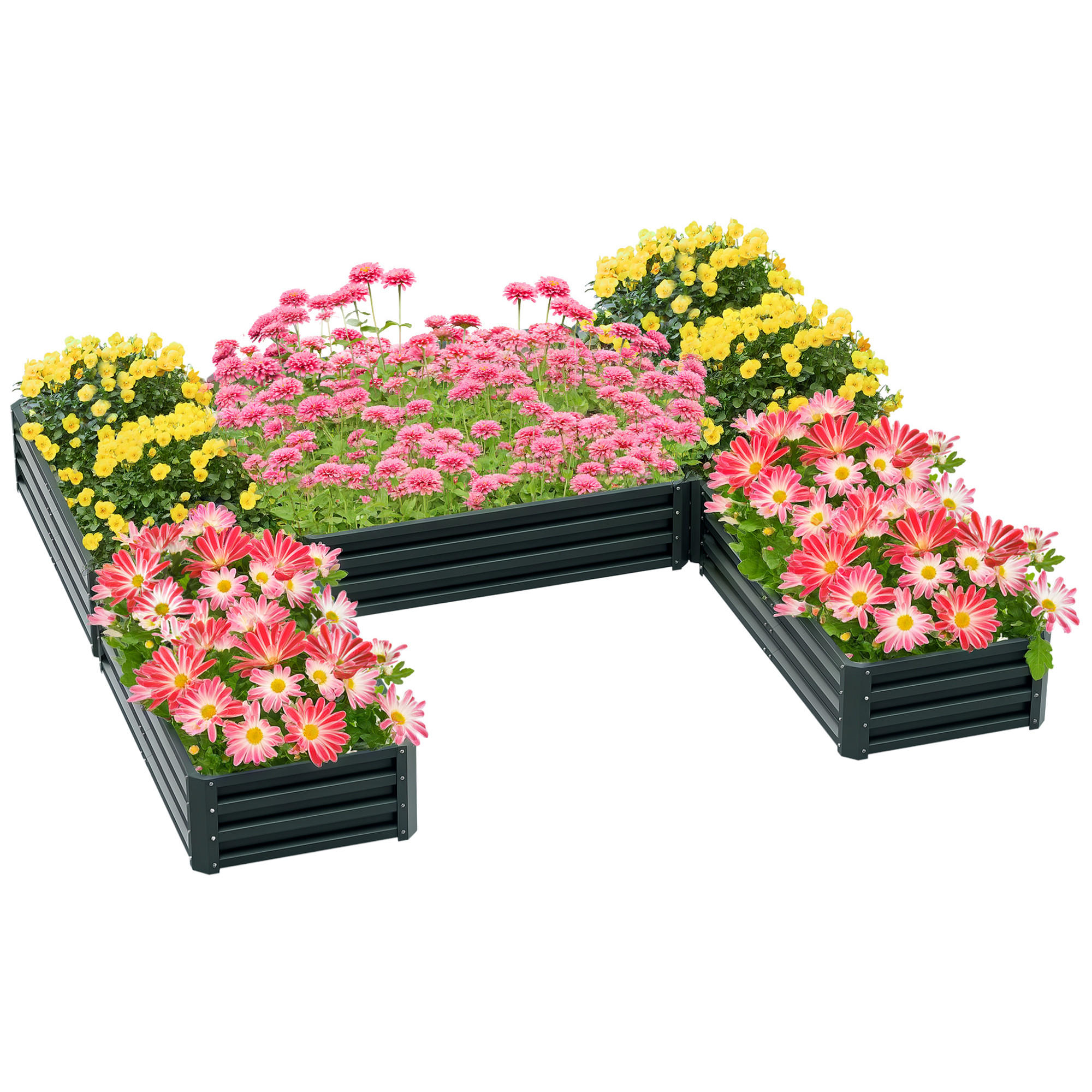 HOCHBEET-SET DE-12136 modulares 5er-Set aus Stahl, 121/116/31 cm Grün - Grün, Metall (245/31/242cm) - ComfortXL