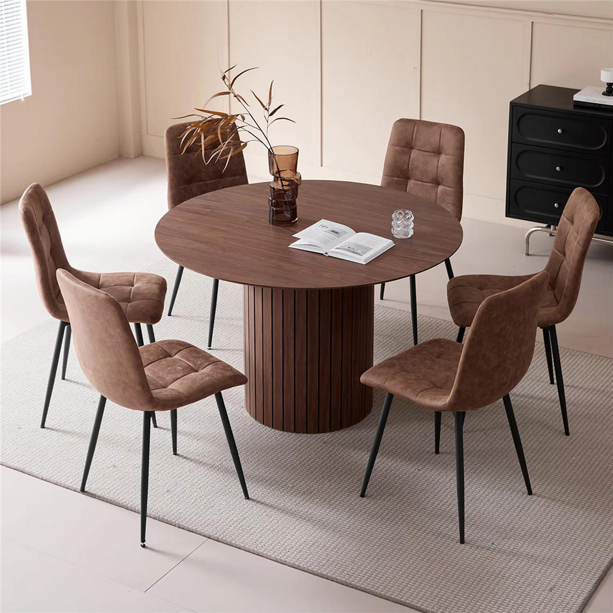 ESSTISCH rund Massivholz Wohnzimmertisch dunkelbraun Design - Dunkelbraun, Holz (120/120/76cm) - Kaket
