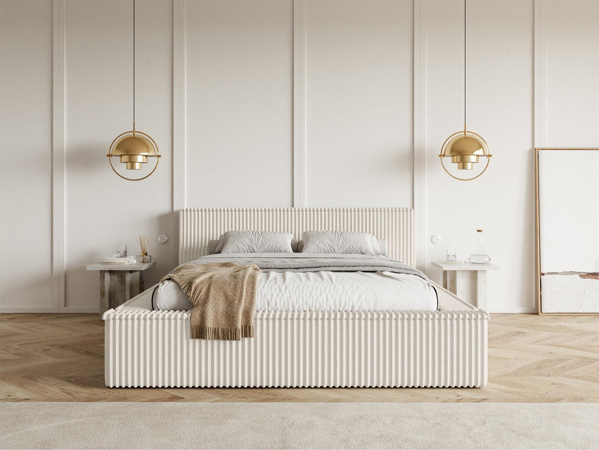 POLSTERBETT AFFOLIO Creme 180x200 cm - Creme/Schwarz, Kunststoff/Textil (180/200cm) - Selsey
