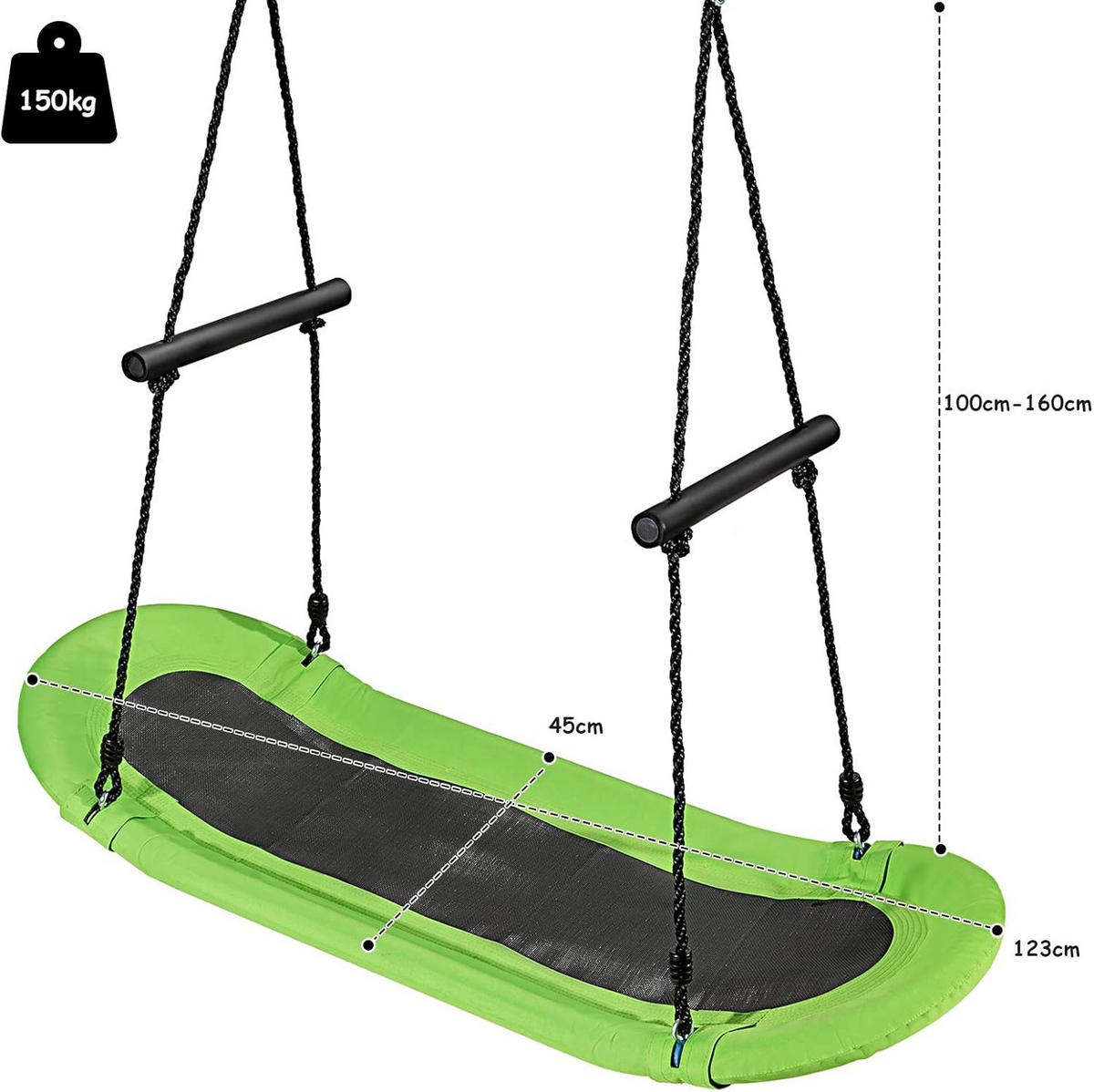 NESTSCHAUKEL Grün - Grün, Metall (123/160/45cm) - COSTWAY