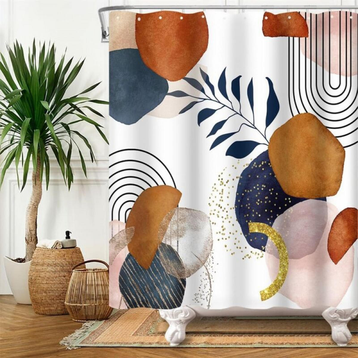 DUSCHVORHANG Terrakotta Boho Polyester wasserdicht schimmelresistent waschbar mit Haken - Multicolor, Textil (180/90cm) - MCBOSON