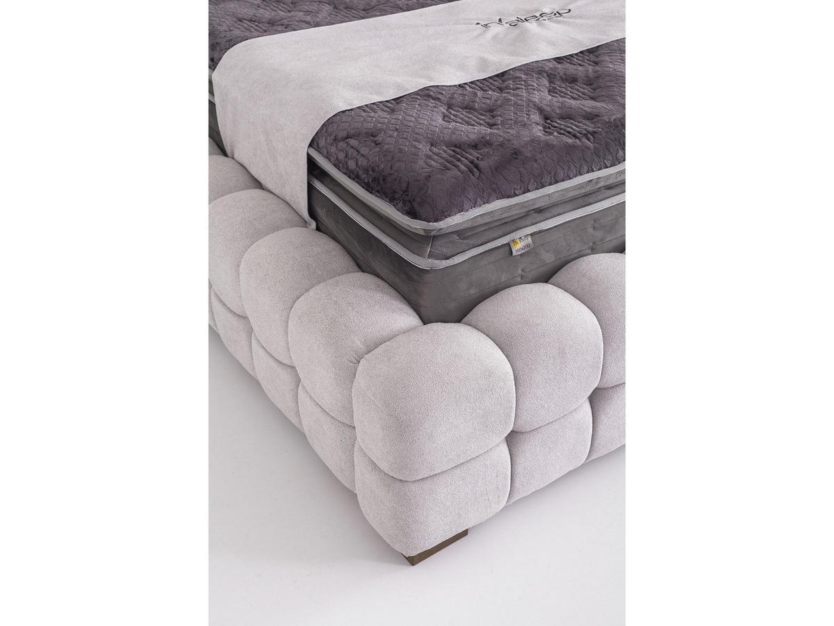 POLSTERBETT Helen 180x200 Grau - Grau, Textil/Metall (180/200cm) - Villa Möbel