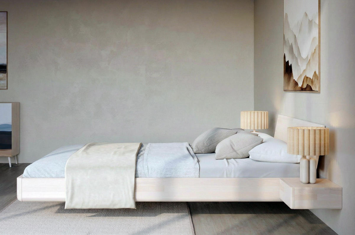 MASSIVHOLZBETT Lena mit 2 Nachttischen, 160/200, Buche - lackiert, Weiß - Weiß, Holz/Buchenholz (160/200cm) - Visby