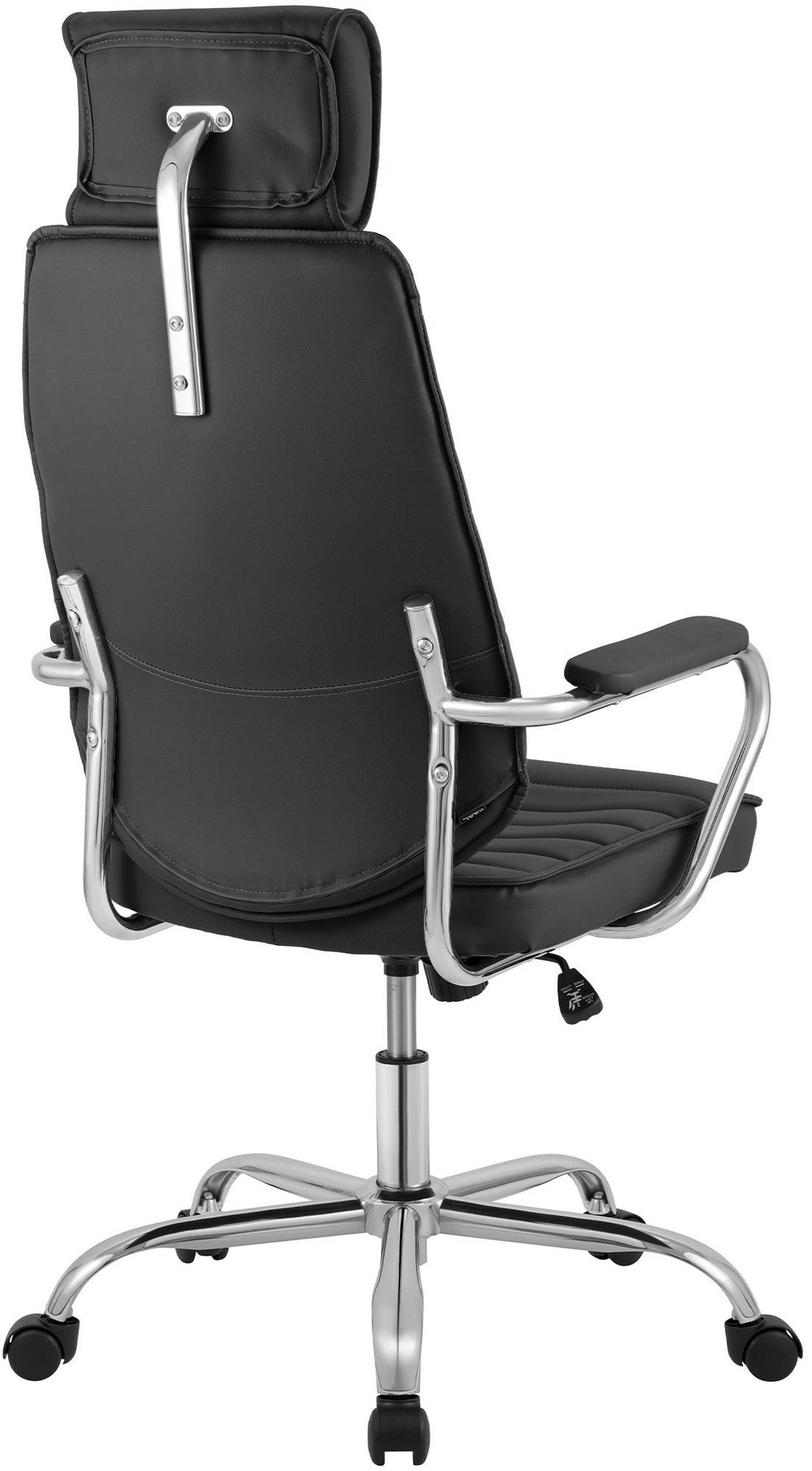 CHEFSESSEL Lederlook Schwarz - Chromfarben/Schwarz, Textil/Metall (60/117/67cm) - CLP