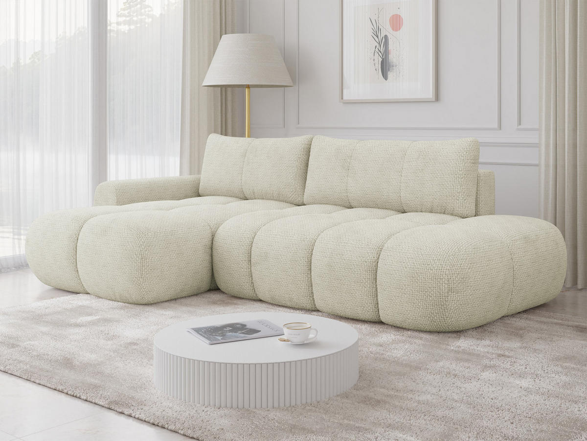 ECKSOFA Mitto O, Seite: Links - Beige/Schwarz, Holz/Kunststoff (285/172cm) - MIRJAN24