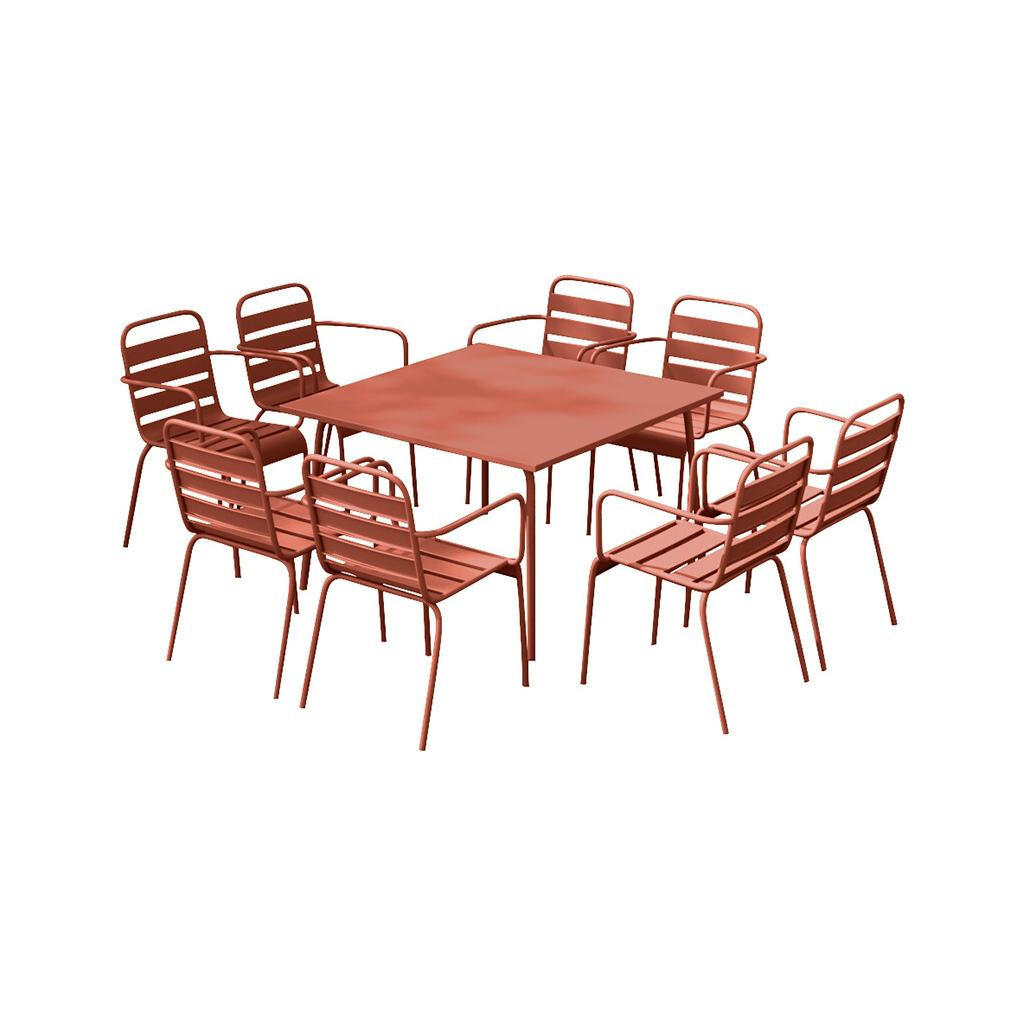 Thumbnail - Vente-Unique Garten-Essgruppe:, Braun, Metall, Uni, 8-Sitzer, Quadratisch, Gartenmöbel, Gartenmöbel-Sets