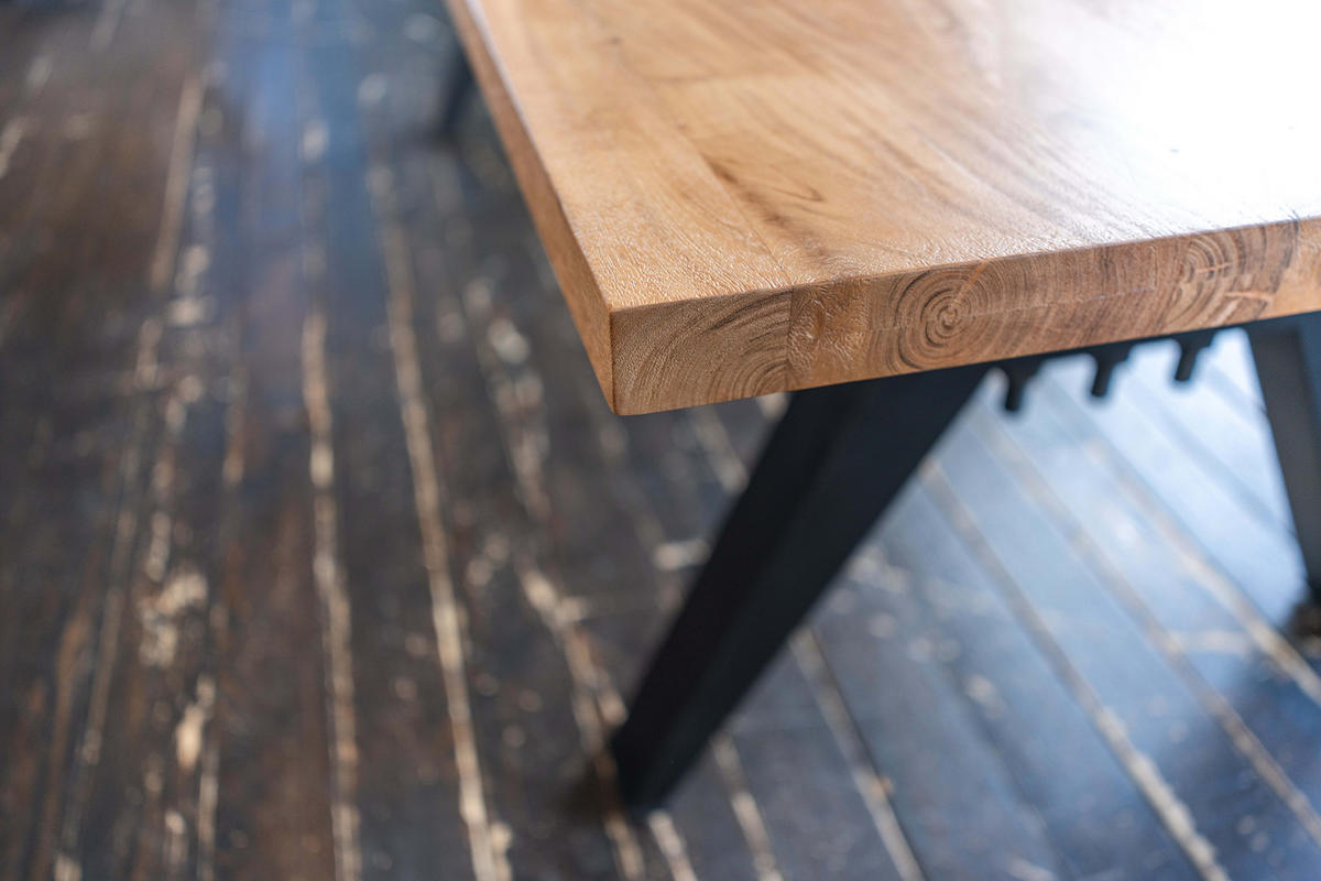 ESSTISCH MIT GERADER KANTE REY Braun Akazie - Schwarz/Braun, Holz/Metall (280/100/78cm) - KAWOLA