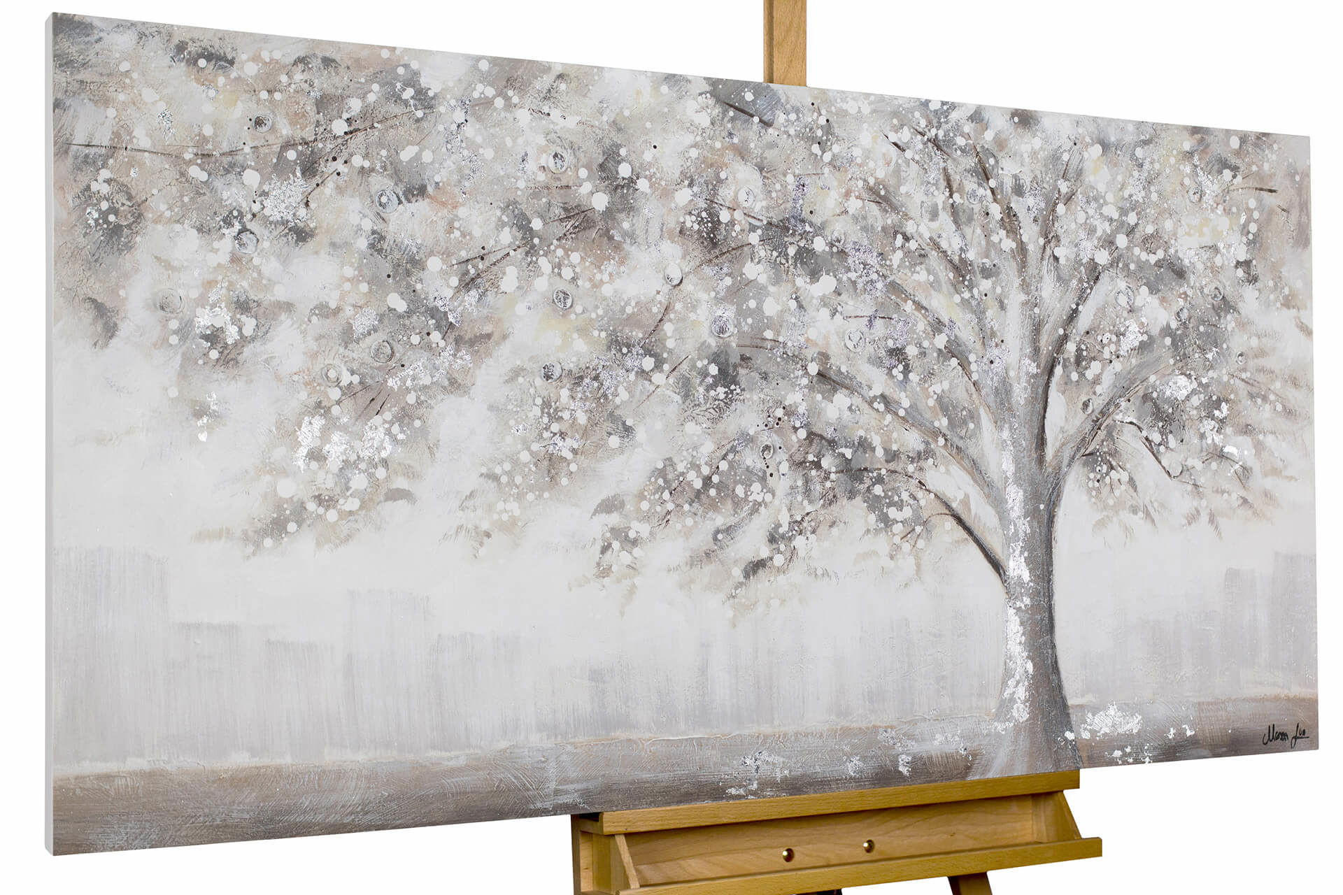Kunstloft Acrylbild Weiß, Grau 120x60 cm