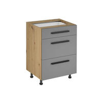 UNTERSCHRANK 60 cm – Nexa D60S3 – Woodline / Push-to-Open Mechanismus - Hellbraun, Holzwerkstoff (60/82/47cm) - ROYAL24_MARKT