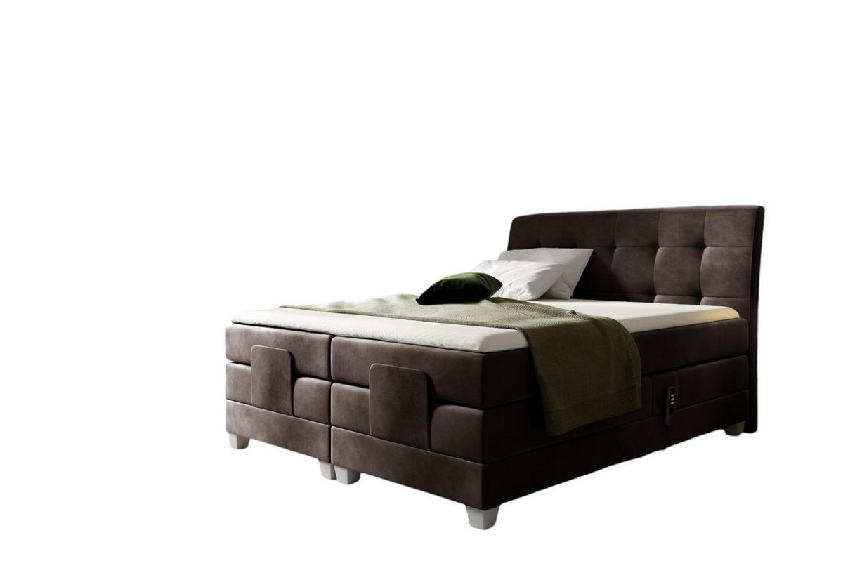 BOXSPRINGBETT Elektrisch Franco - Dunkelbraun, Holzwerkstoff/Textil (120/200cm) - Fun Möbel