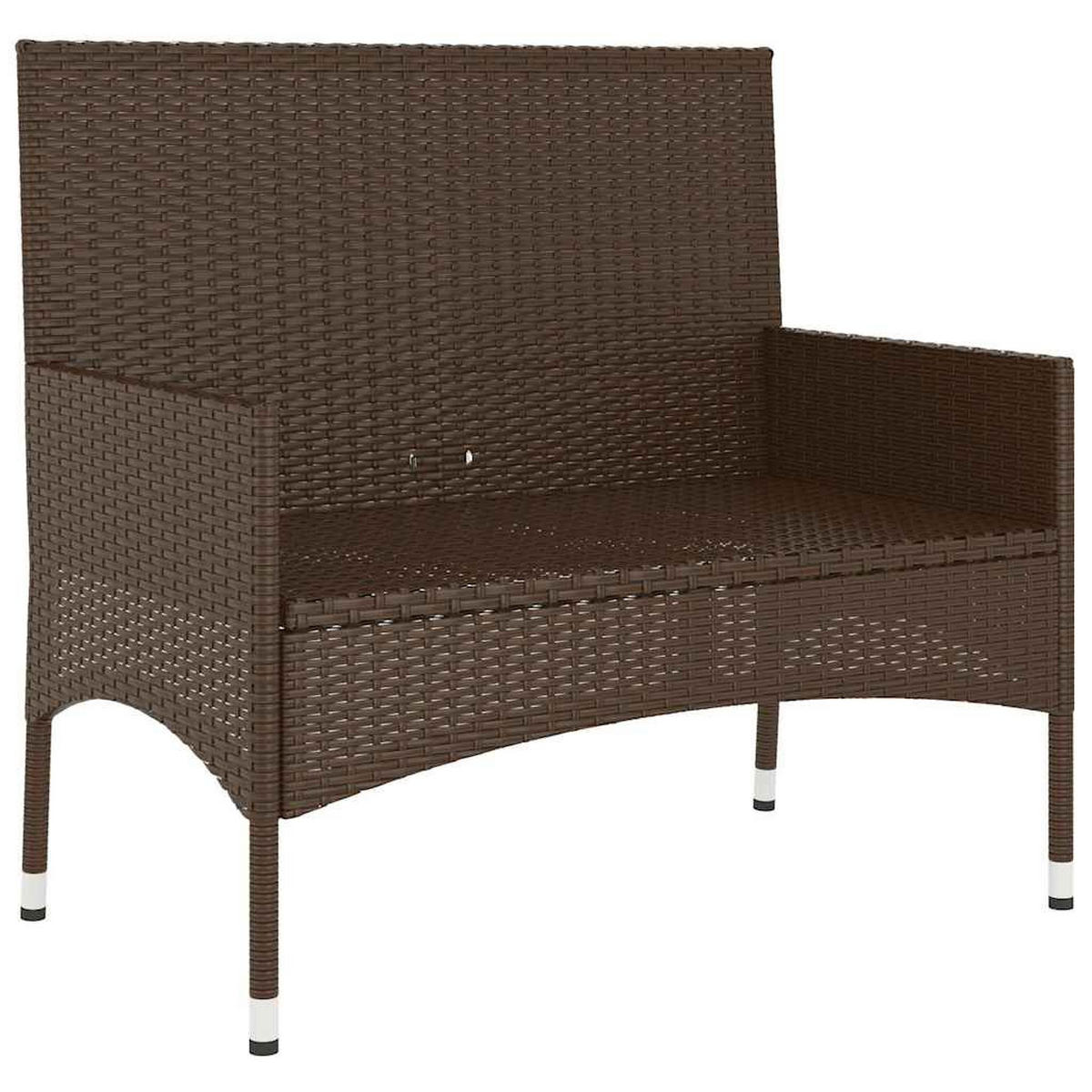 GARTENBANK 2-Sitzer mit Kissen Braun Poly Rattan - Braun, Holz (90/85/51cm) - furnicato