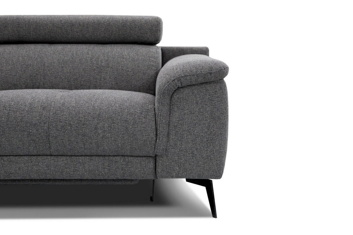 RELAXSOFA FIERO 3-Sitzer mit 1 Relaxfunktion, dunkelgrau - Dunkelgrau/Schwarz, Holzwerkstoff/Textil (212/82/103cm) - Courtois Laville