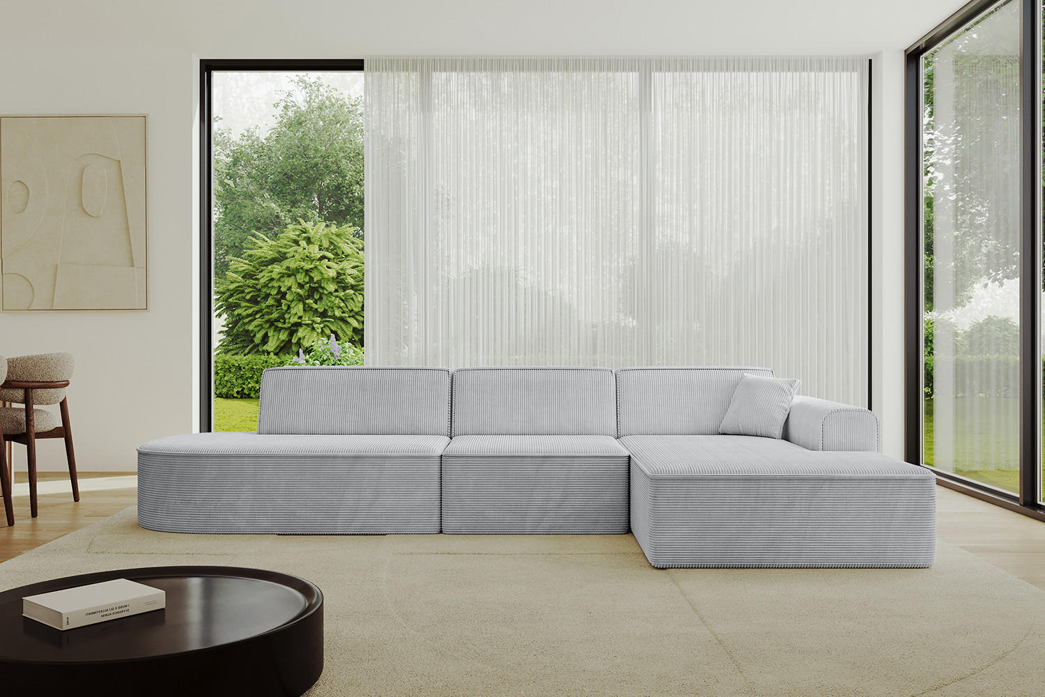 ECKSOFA Ottomane Rechts IREA-L2-v3 - 327x165x77 cm Grau - Grau, Holzwerkstoff/Textil (327/165cm) - ALTDECOR
