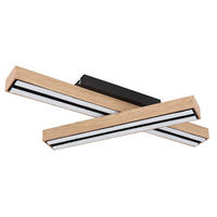 LED DECKENLEUCHTE Holzoptik Braun - Braun, Metall (51.5/36.5/11cm) - Globo Lighting