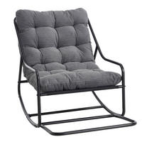 SCHAUKELSTUHL,SCHAUKELSESSEL mit Fußstütze, gepolstertem Kissen,Cord,Grau - Hellgrau, Metall (75/82/116cm) - LVHOM