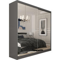 SCHWEBETÜRENSCHRANK Darix 200 cm mit Spiegel, 2-türig, grau - Grau, Kunststoff (200/216/61cm) - Margaret Hadas24