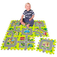 SPIELMATTE STRASSE- 90/90/1 cm Puzzlematte Grün - Multicolor, Kunststoff (30/30cm) - Littletom